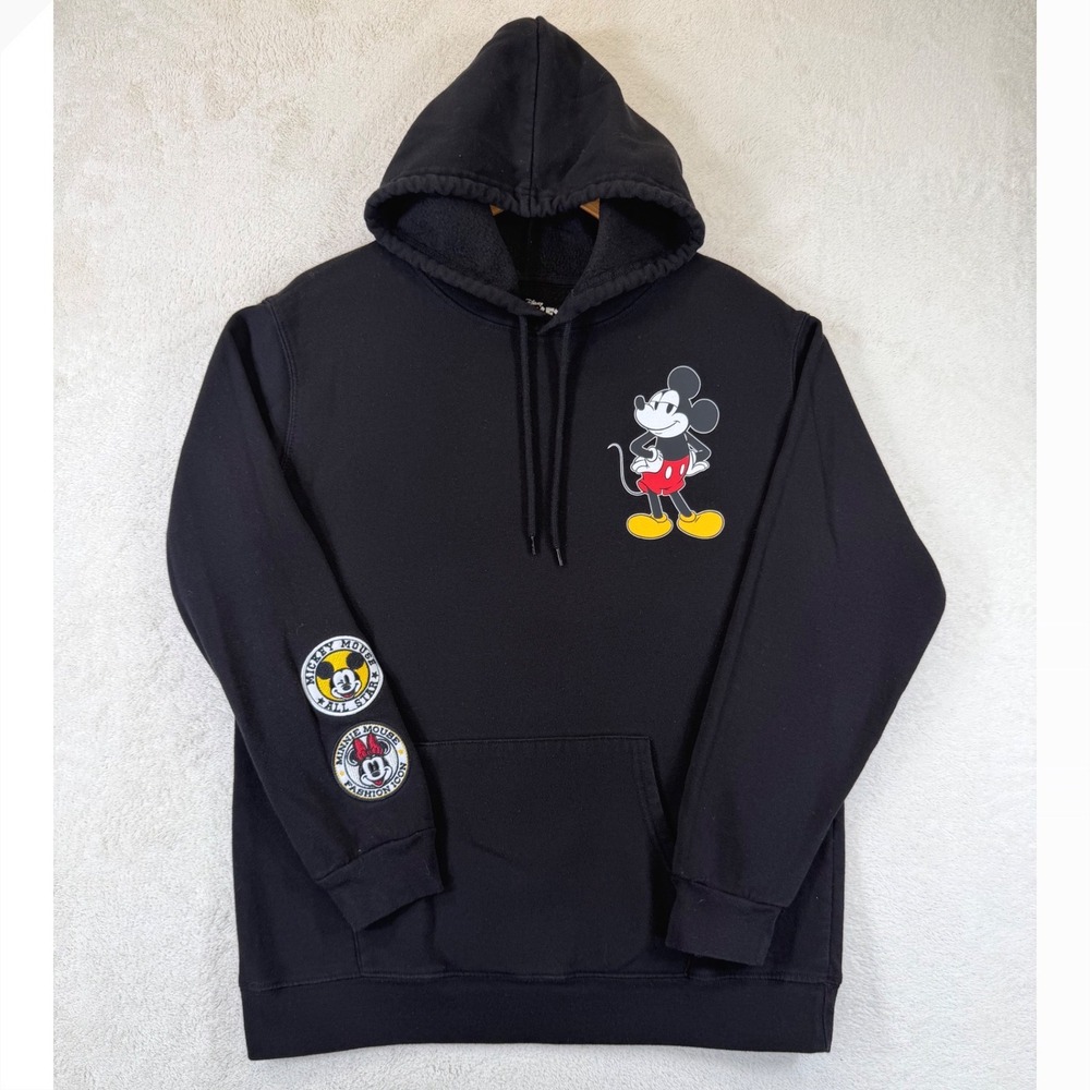 Disney Mickey and Friends Black Hoodie Chenille Back Graphic Kids M 8-10 Freeze